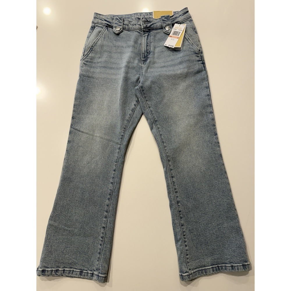 Michael Kors Selma Crop Flare Jeans Light Stone Wash QF59099E9Z Blue Womens 2
